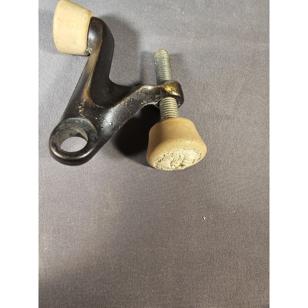Vintage Cast Iron Antique Bronze Hinge Pin Door Stopper - Ivory Rubber Pads