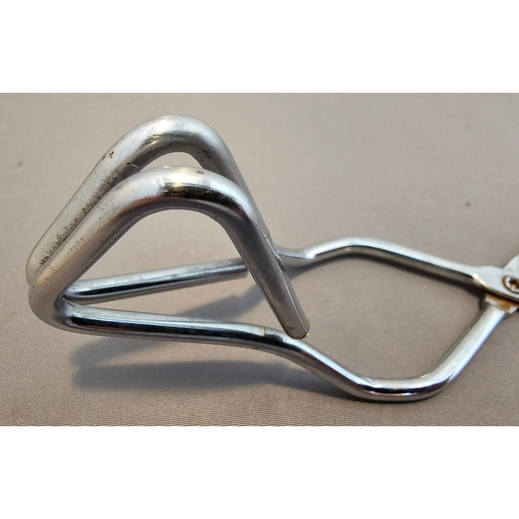 Vintage 8" Angled Stainless Steel Tongs - Made in Taiwan