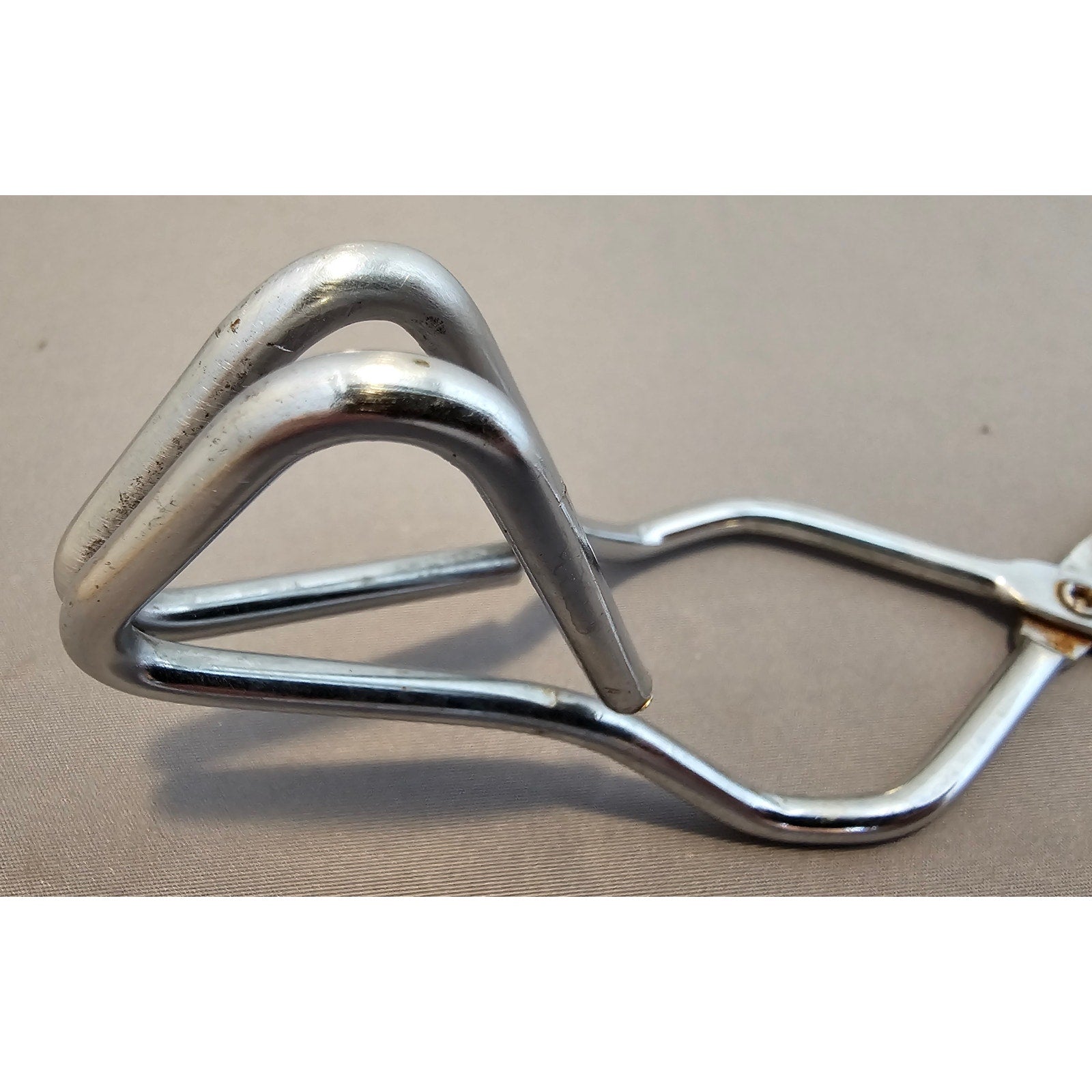 Vintage 8" Angled Stainless Steel Tongs - Made in Taiwan