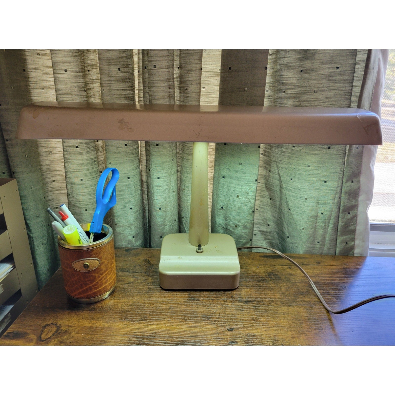 Vintage Mid Century Steel Gooseneck Fluorescent Desk Lamp - works