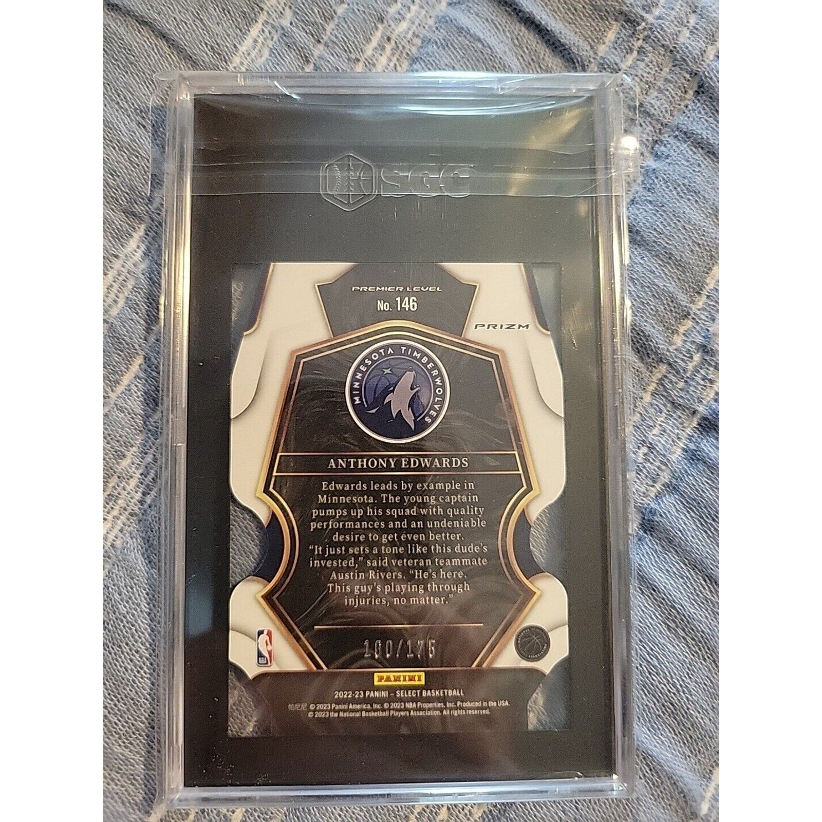 Anthony Edwards 2022-23 Panini Select Maroon Die Cut Prizm #146 sp160/175 SGC 10