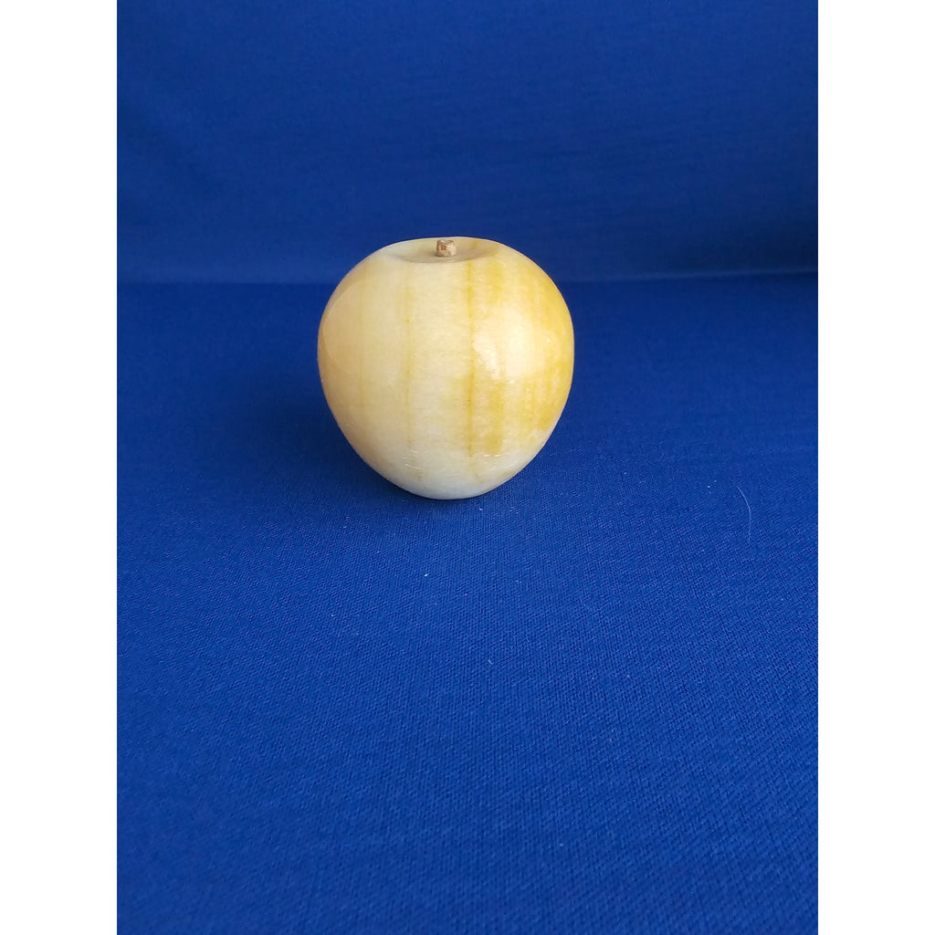 Vintage Alabaster Marble Carved Stone Fruit - Yellow Apple - 2-1/4" tall
