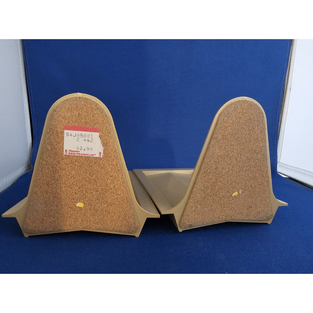 Vintage/Mid-Century Yellow & Brown Molded Plastic Book Ends/Stands