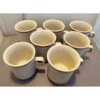 Lot of 7 Vintage Beige & Brown Cafe Style Coffee Cup/Mug - Japan