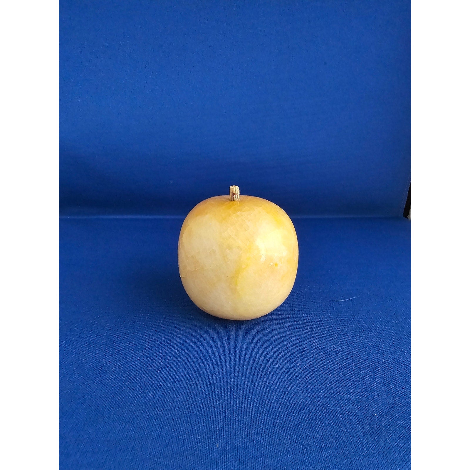 Vintage Alabaster Marble Carved Stone Fruit - Medium 2-1/2" tall - Apple Yellow