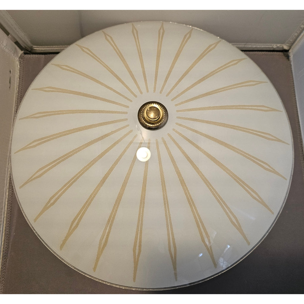 Vintage/Mid Century Modern Style, Frosted Sun Burst Two-Light Ceiling Fixture