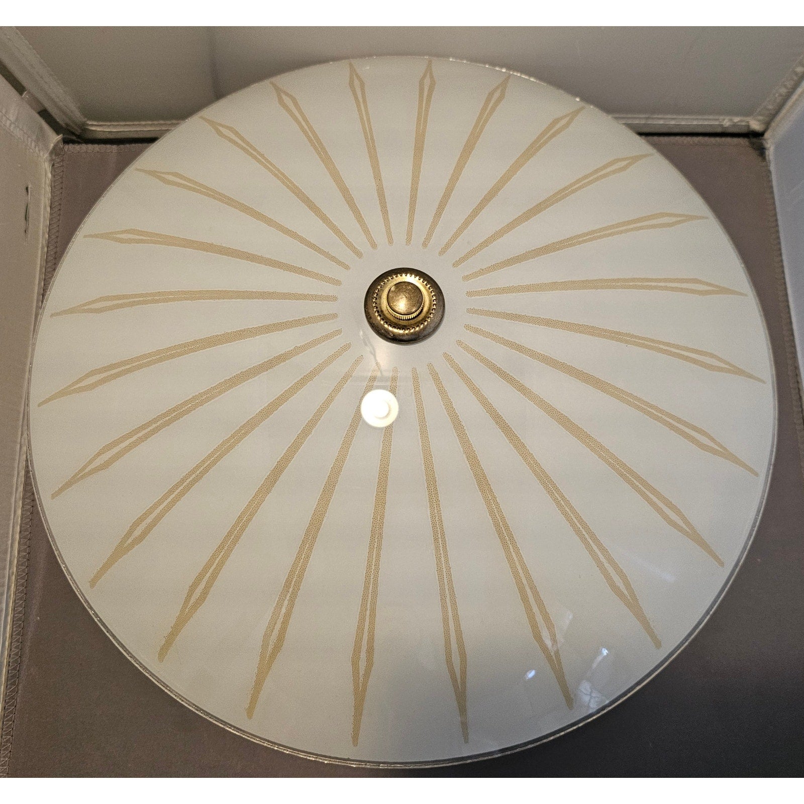 Vintage/Mid Century Modern Style, Frosted Sun Burst Two-Light Ceiling Fixture