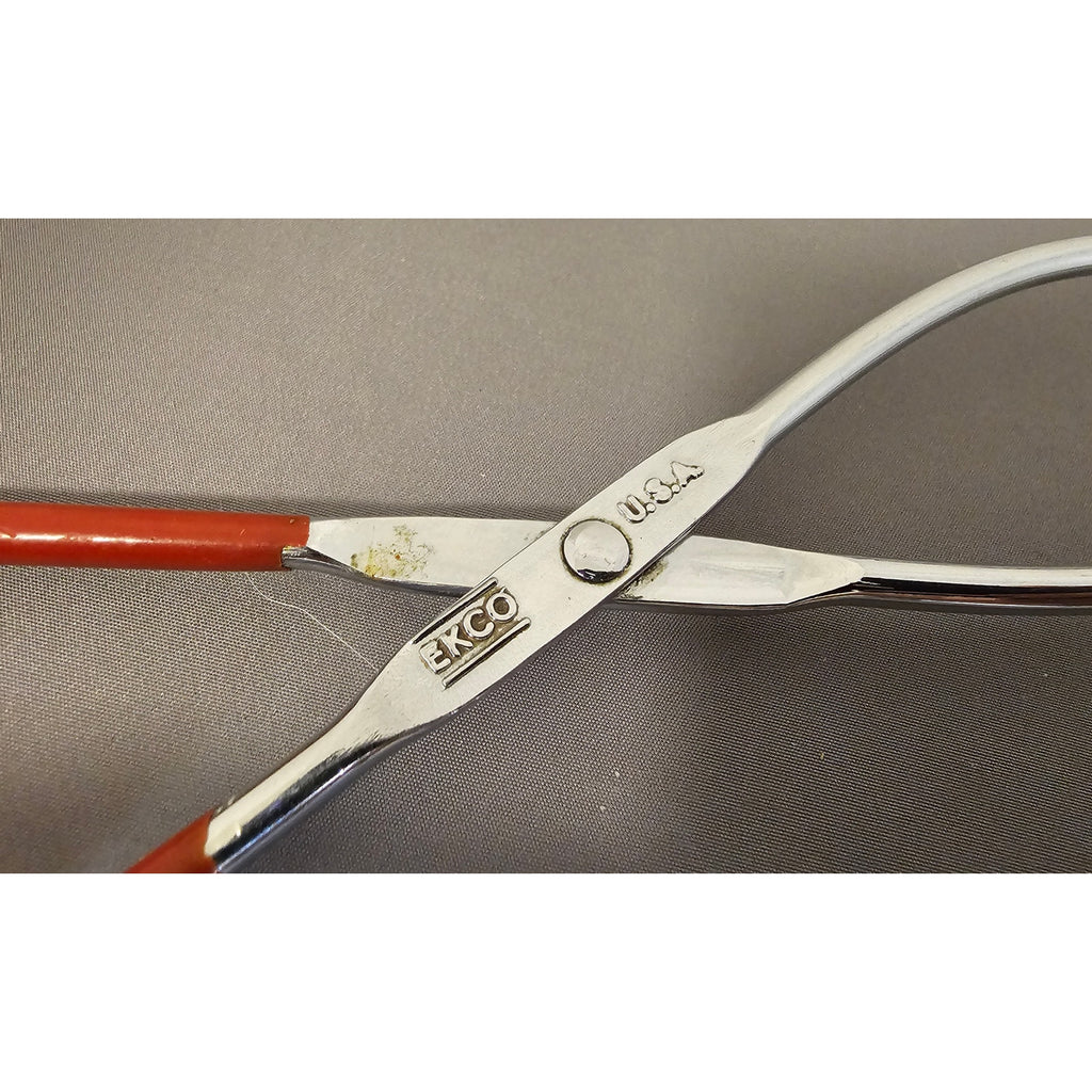 Vintage Ekco 10-1/2" Red Rubble Handle Stainless Steel Tongs - USA
