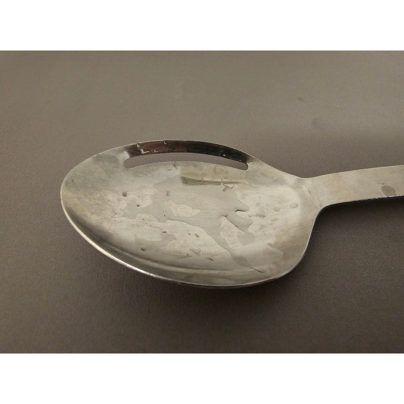 Vintage 9" Stainless Steel Serving Spoon w/Single Slot and Wood Handle - Japan