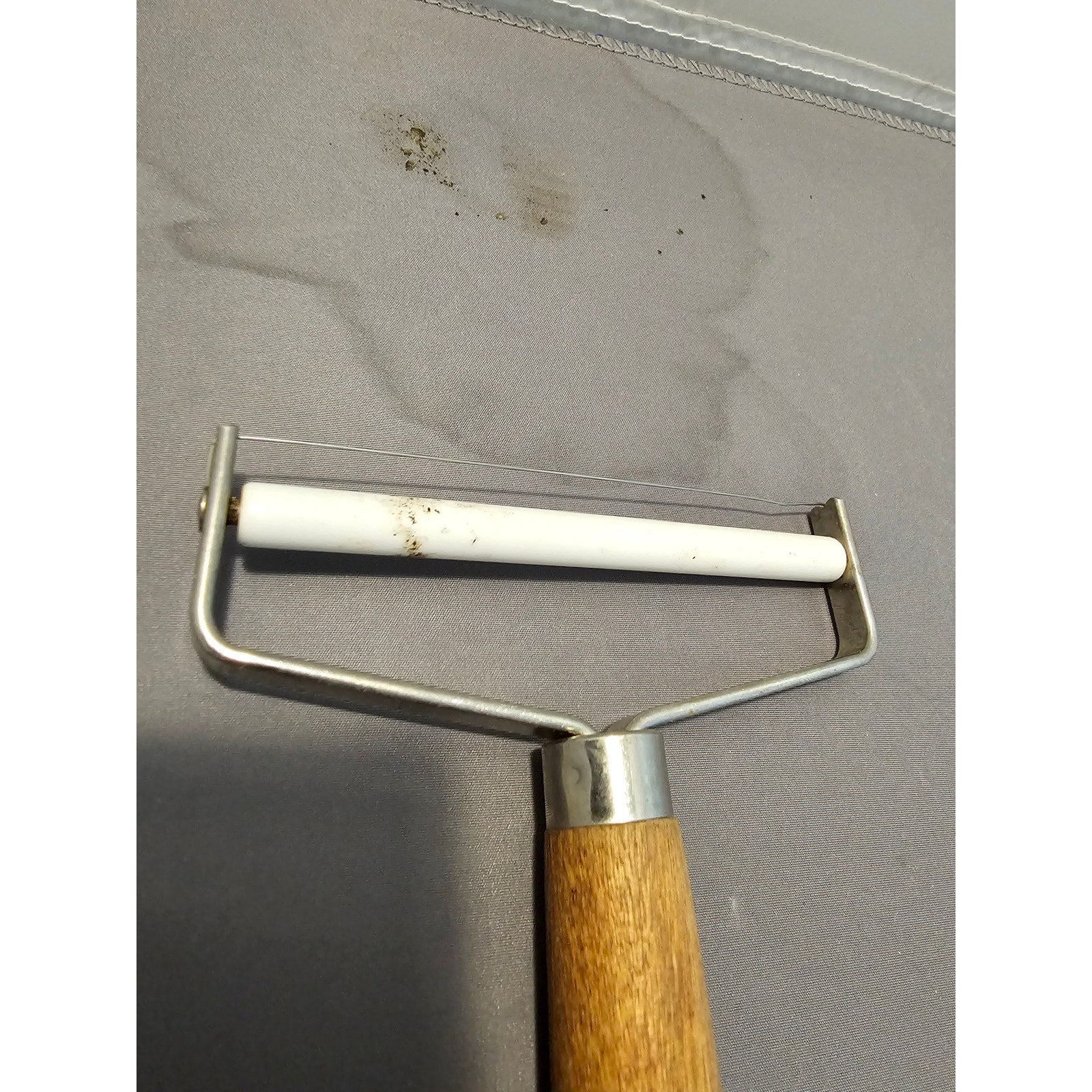 Vintage Cheese Slicer - 4" wide w/Wood Handle - Roller Style