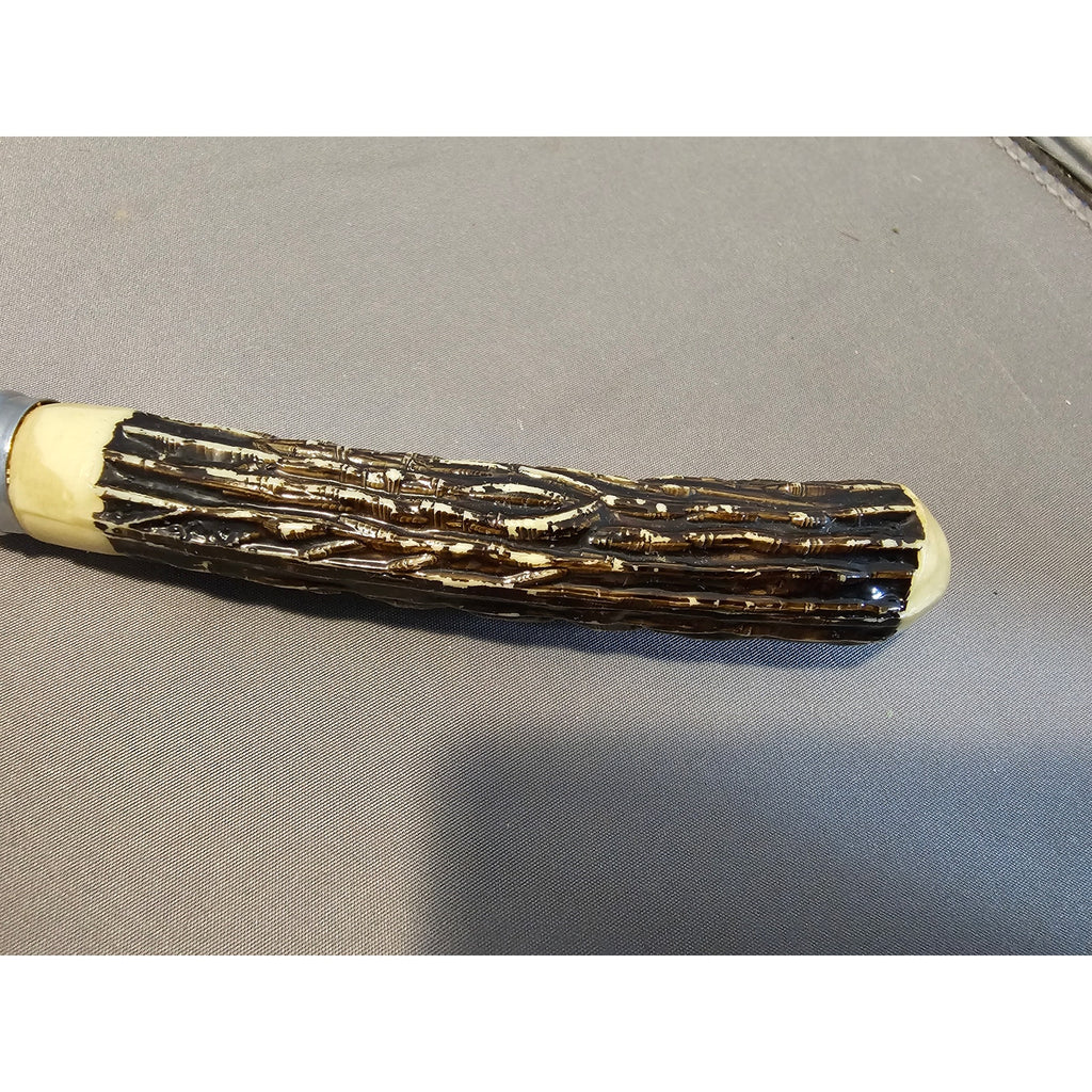 Vintage 2-Prong Meat Serving/Carving Fork w/Antler Style Handle - Japan
