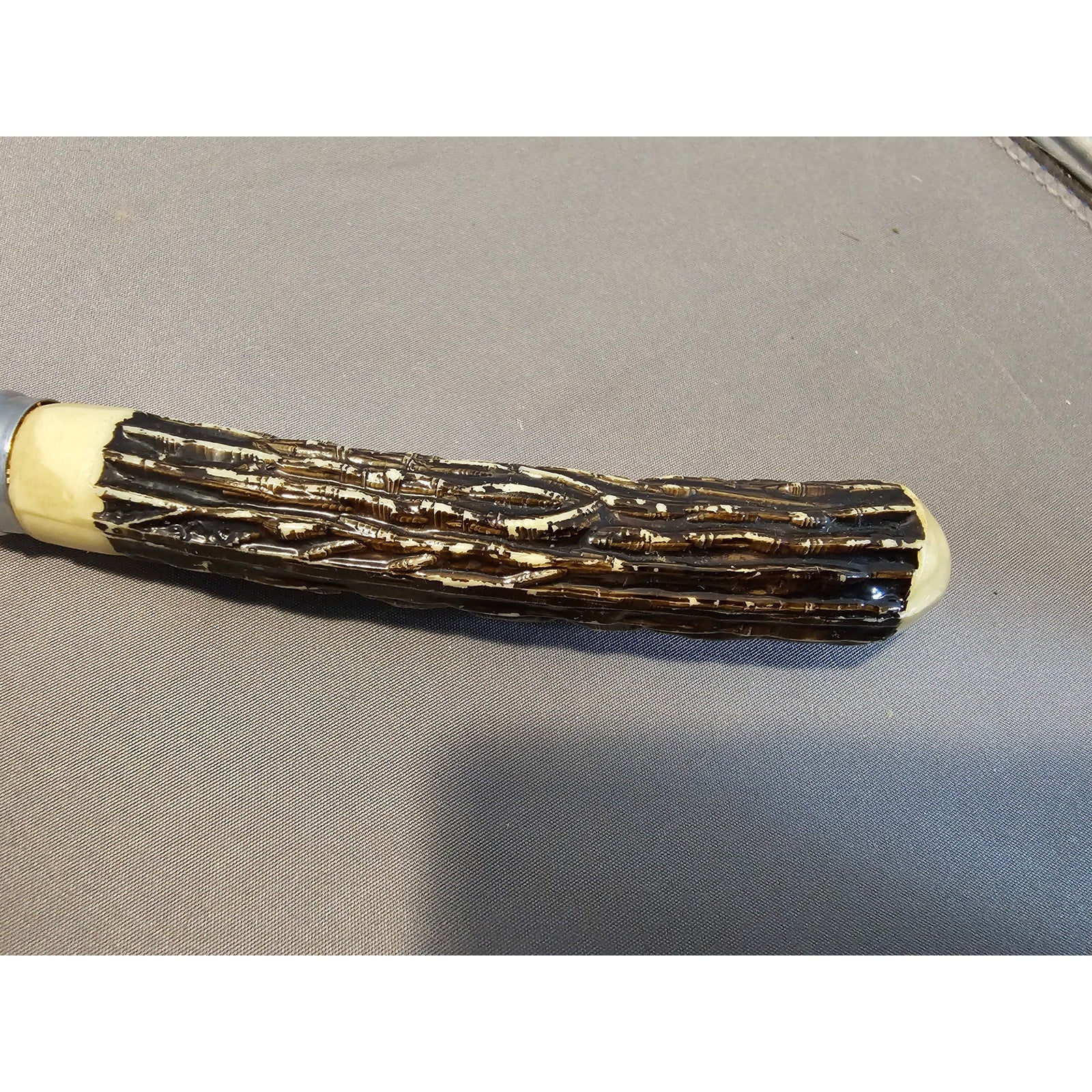 Vintage 2-Prong Meat Serving/Carving Fork w/Antler Style Handle - Japan