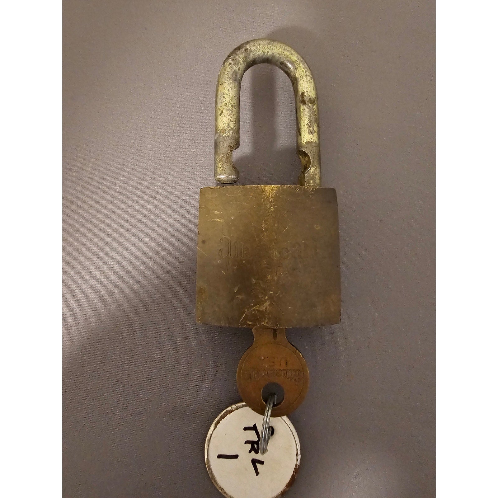 Vintage American/Americall 2080 Brass Padlock w/Junkunc Bros Key - 2" - works