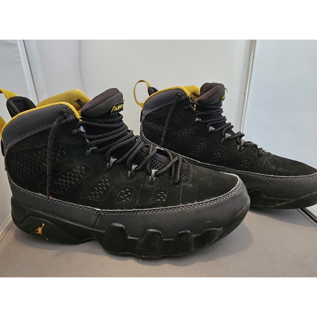 Nike Mens Air Jordan 9 Retro Black/Yellow Lace-Up Athletic Sneakers Size US 8