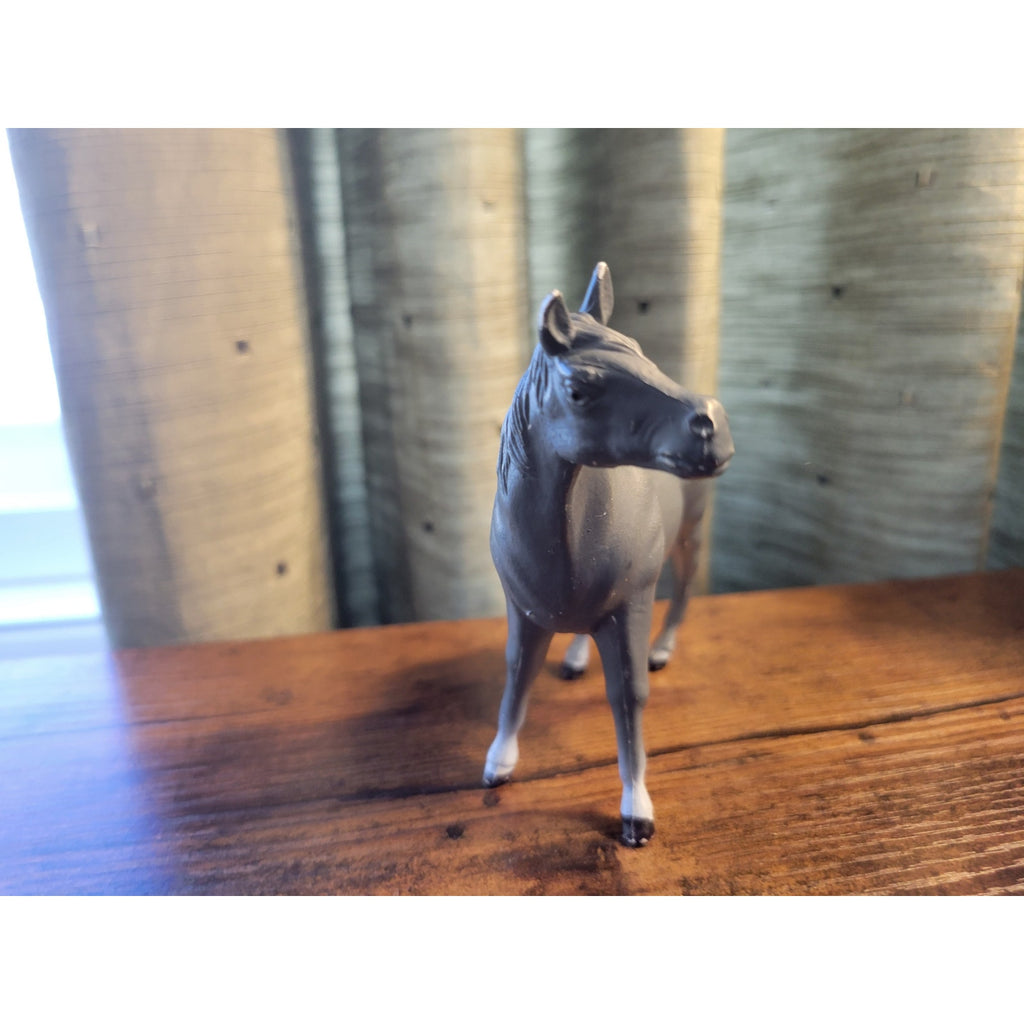 1994 TM Grey Toy Horse B - Animal Figure - Farm Toy - China