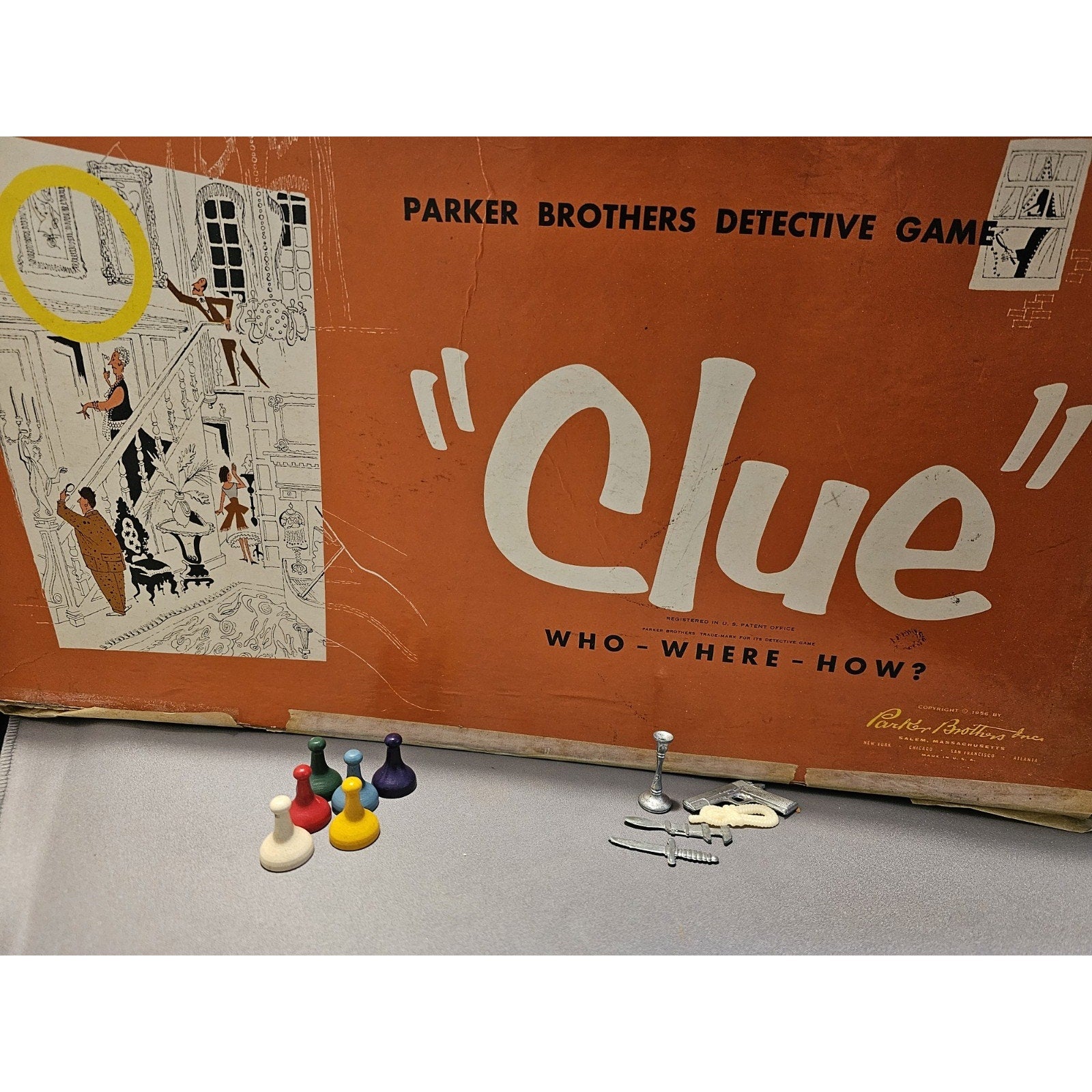 Vintage 1956 Clue Board Game - Replacement Parts - Game Tokens