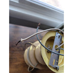 Vintage Mid-Century Modern Moe Light Gold Ceiling Fixture -Lantern Frosted Glass