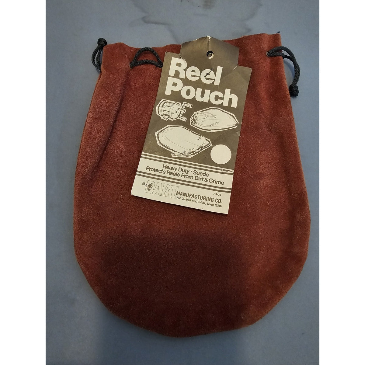 Vintage/1965 NOS Red Dart Mfg RP-79 -Heavy Duty Suede Reel Pouch w/Drawstring
