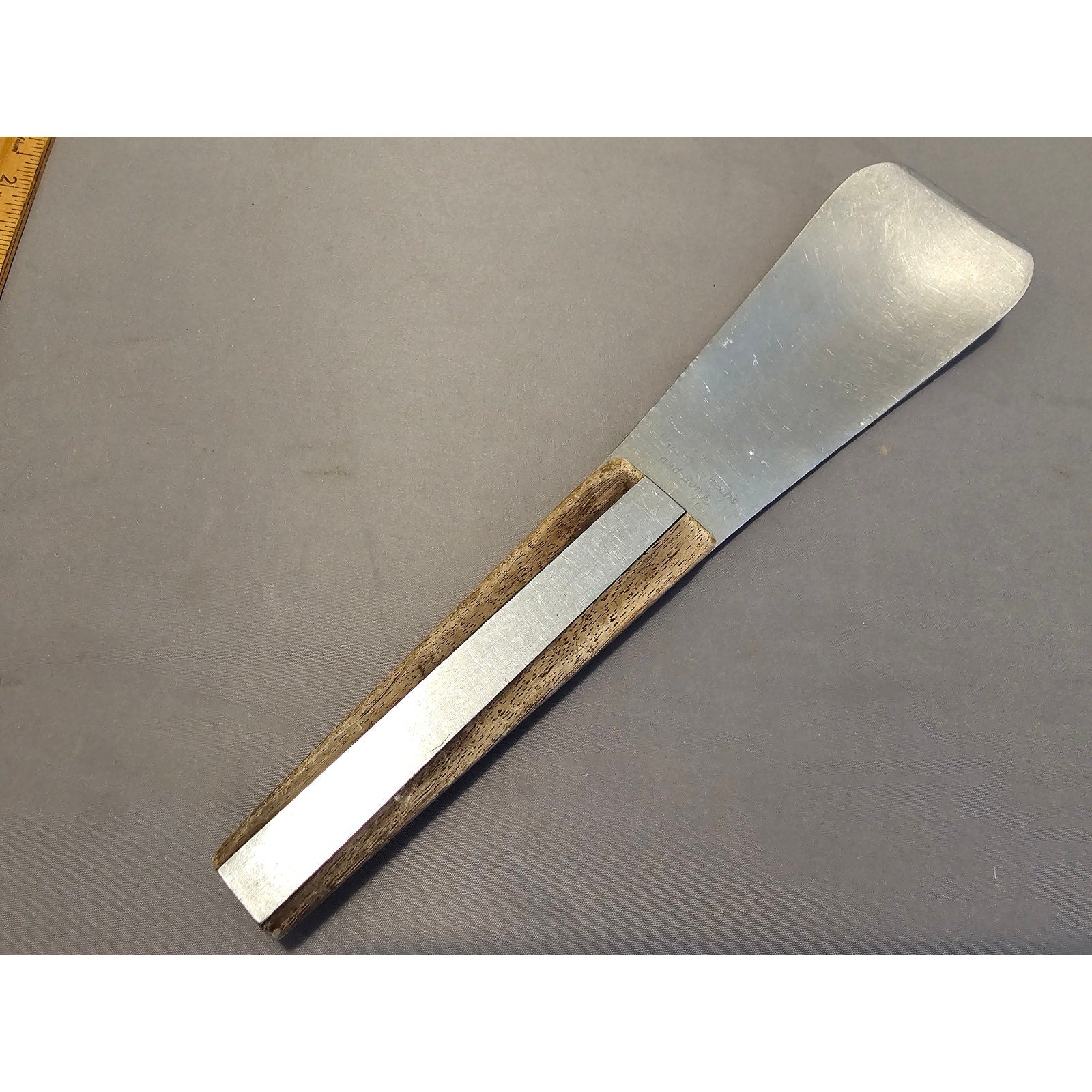 Vintage Stainless Steel 9-1/2" Ice Cream Scoop w/Rivet Wood Handle - Japan