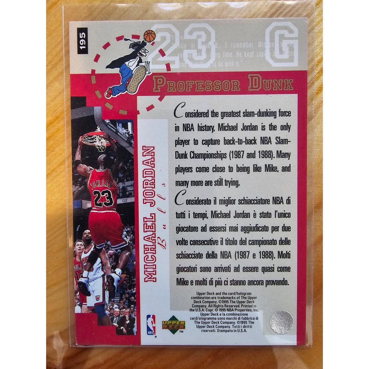 Michael Jordan 1995-1996 Upper Deck #195 Professor Dunk - Chicago Bulls - NBA
