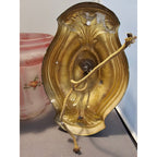 Antique/Vintage Brass Wall Sconce w/Purple & Pink Glass Shade Light Fixture
