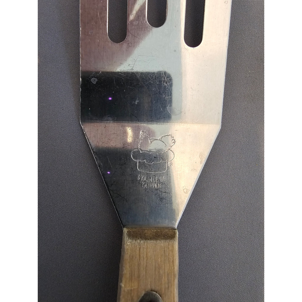 The Pampered Chef - Mini Stainless Steel Slotted Spatula w/Wood Handle 8"