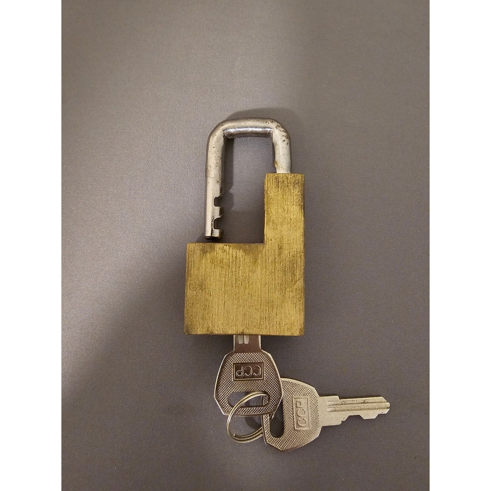 Vintage Brass Trailer Coupler Padlock w/CCP Keys - 1-1/2" x 1-1/2" - works great