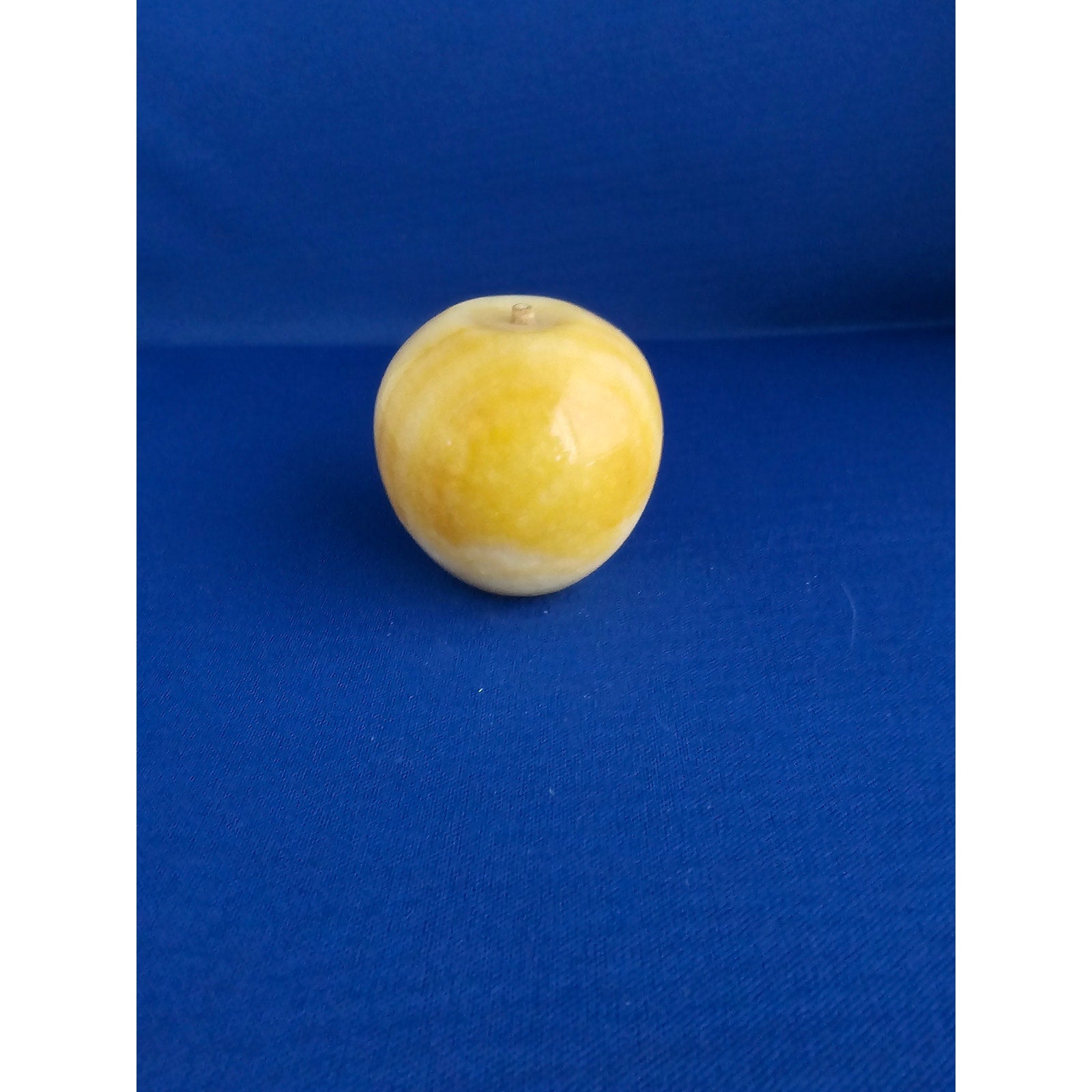 Vintage Alabaster Marble Carved Stone Fruit - Yellow Apple - 2-1/4" tall