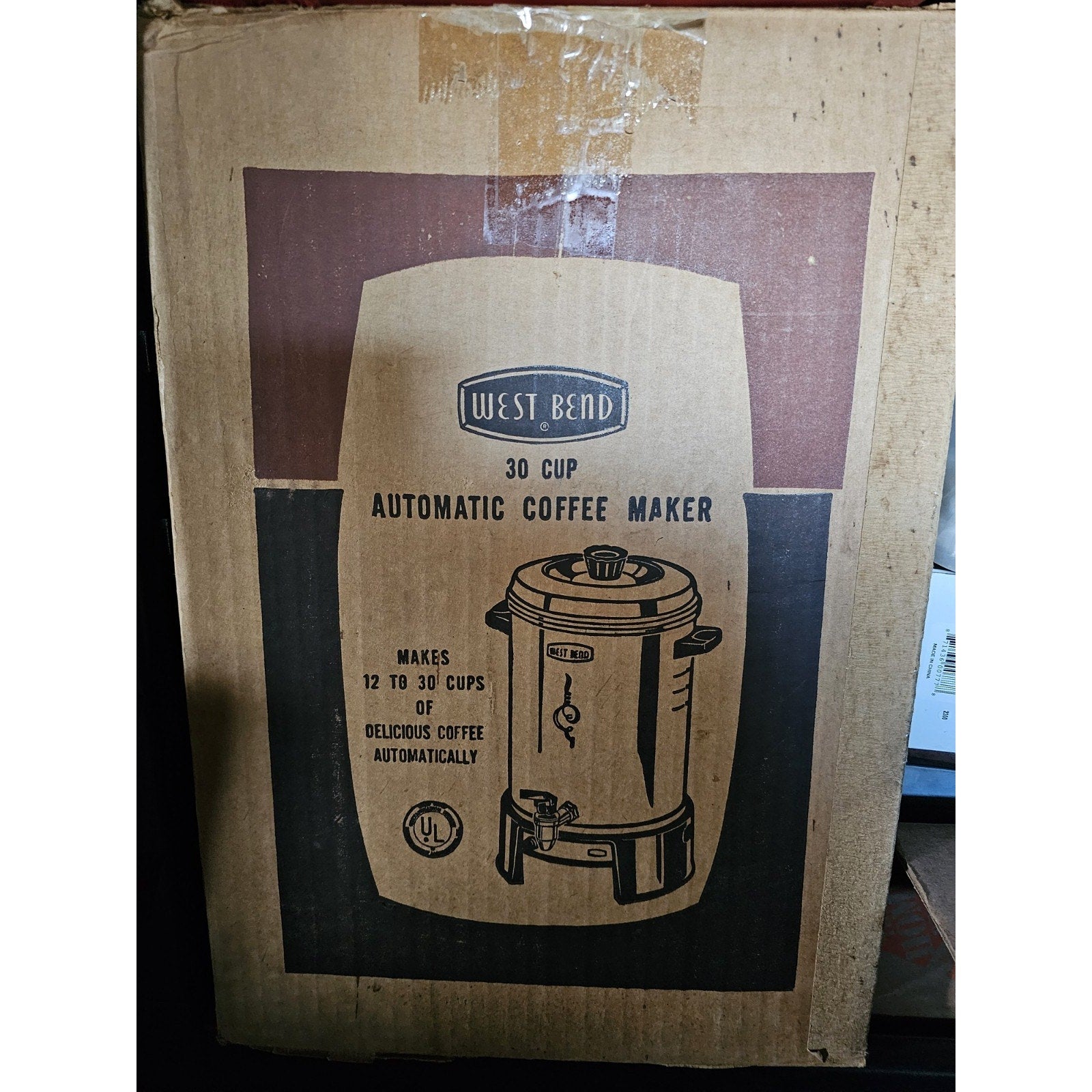 Vintage West Bend #3510E - 12- 30 Cup Coffee Percolator w/Original Box - Works