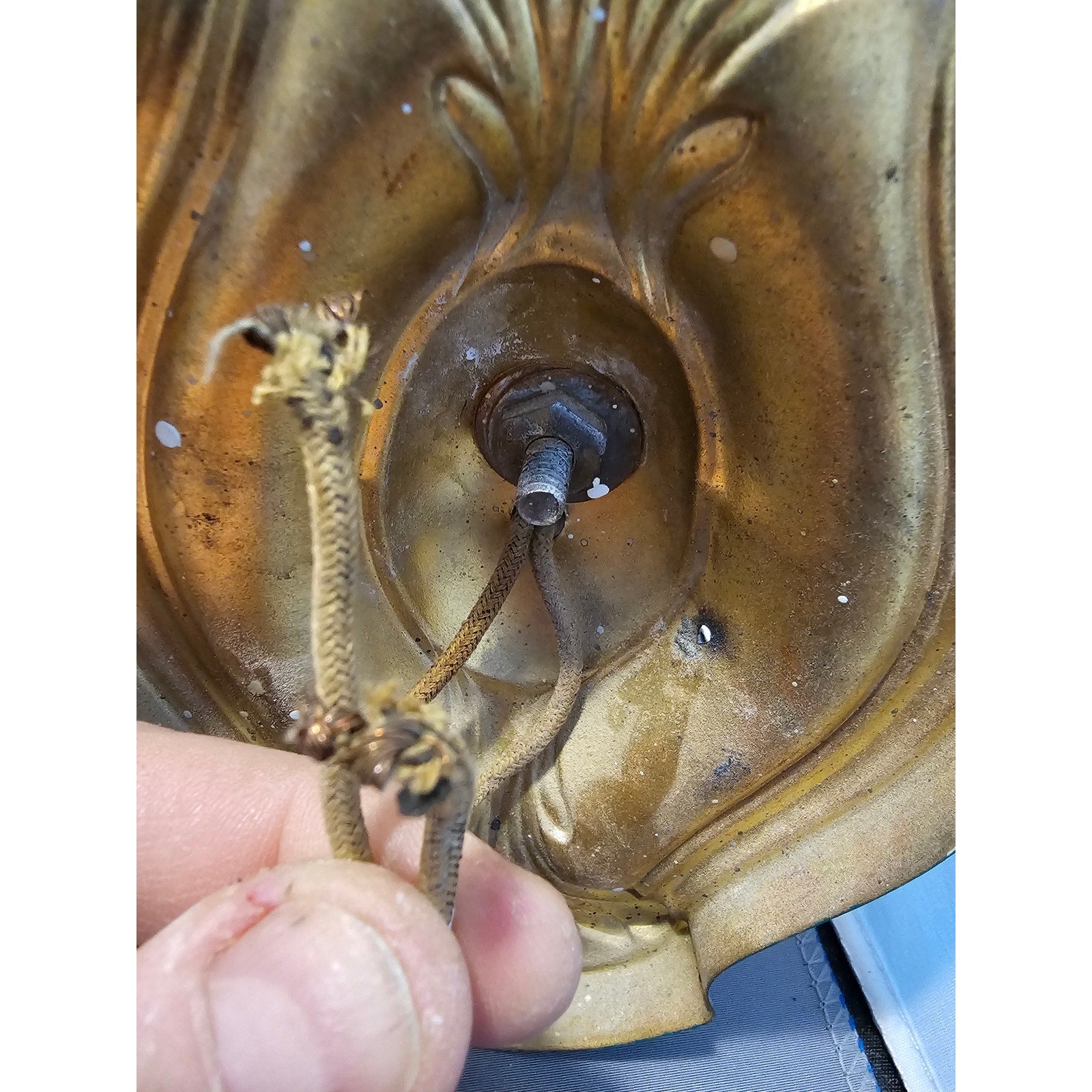 Antique/Vintage Brass Wall Sconce w/Purple & Pink Glass Shade Light Fixture