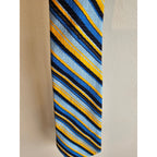 Vintage Men's Necktie - Blue/Black/Yellow Stripes - 54" long x 3.5" wide RN20152