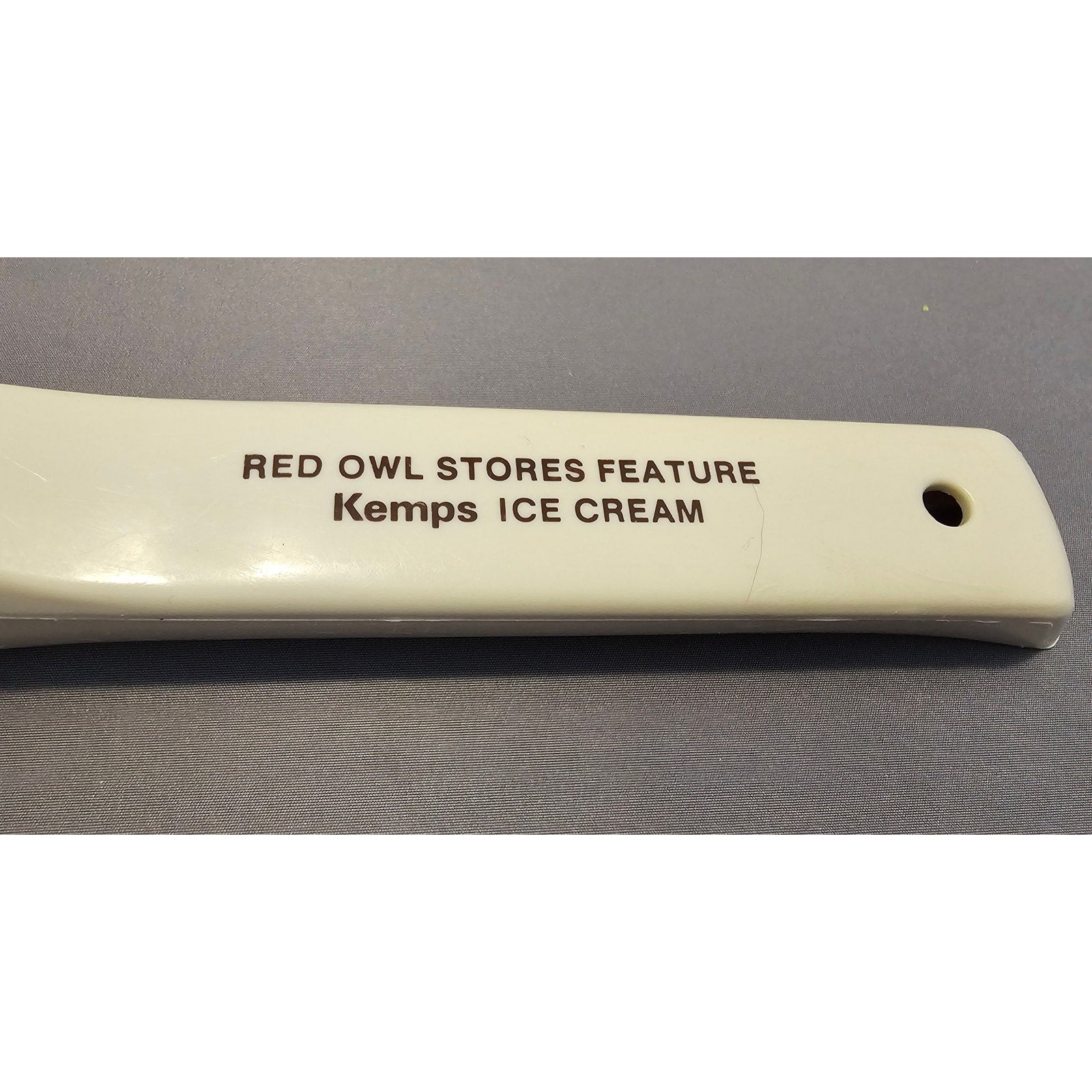 Vintage Red Owl Stores Feature - 8" White Kemps Plastic Ice Cream Scoop