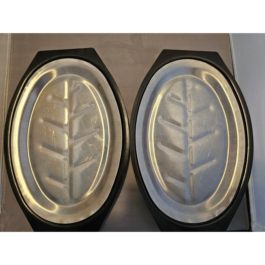 Lot of 2 Vintage Nordic Ware Platter Holder Steak/Fajita Server Plate