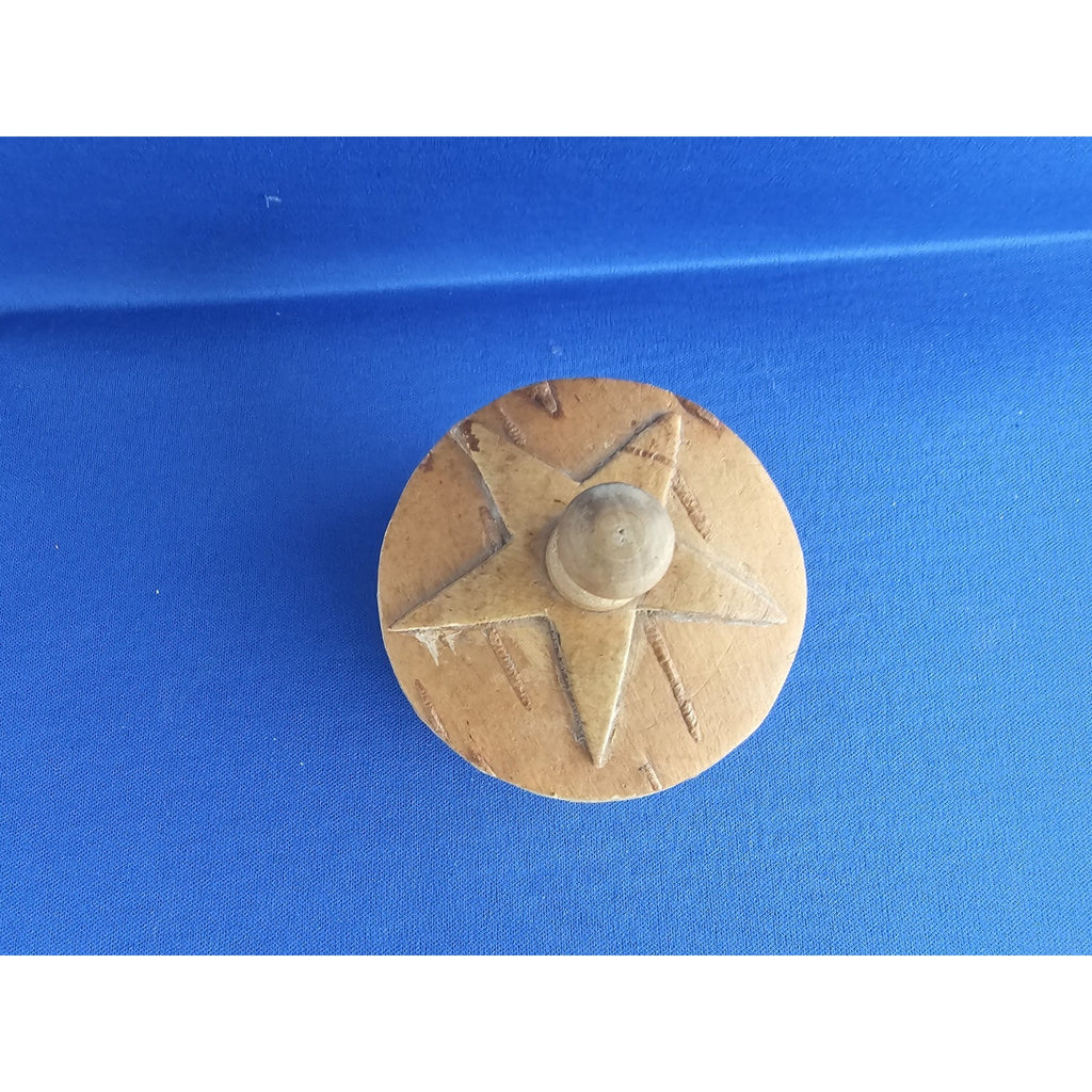 Vintage Small Handmade Carved Round Wood/Bark Box w/Lid