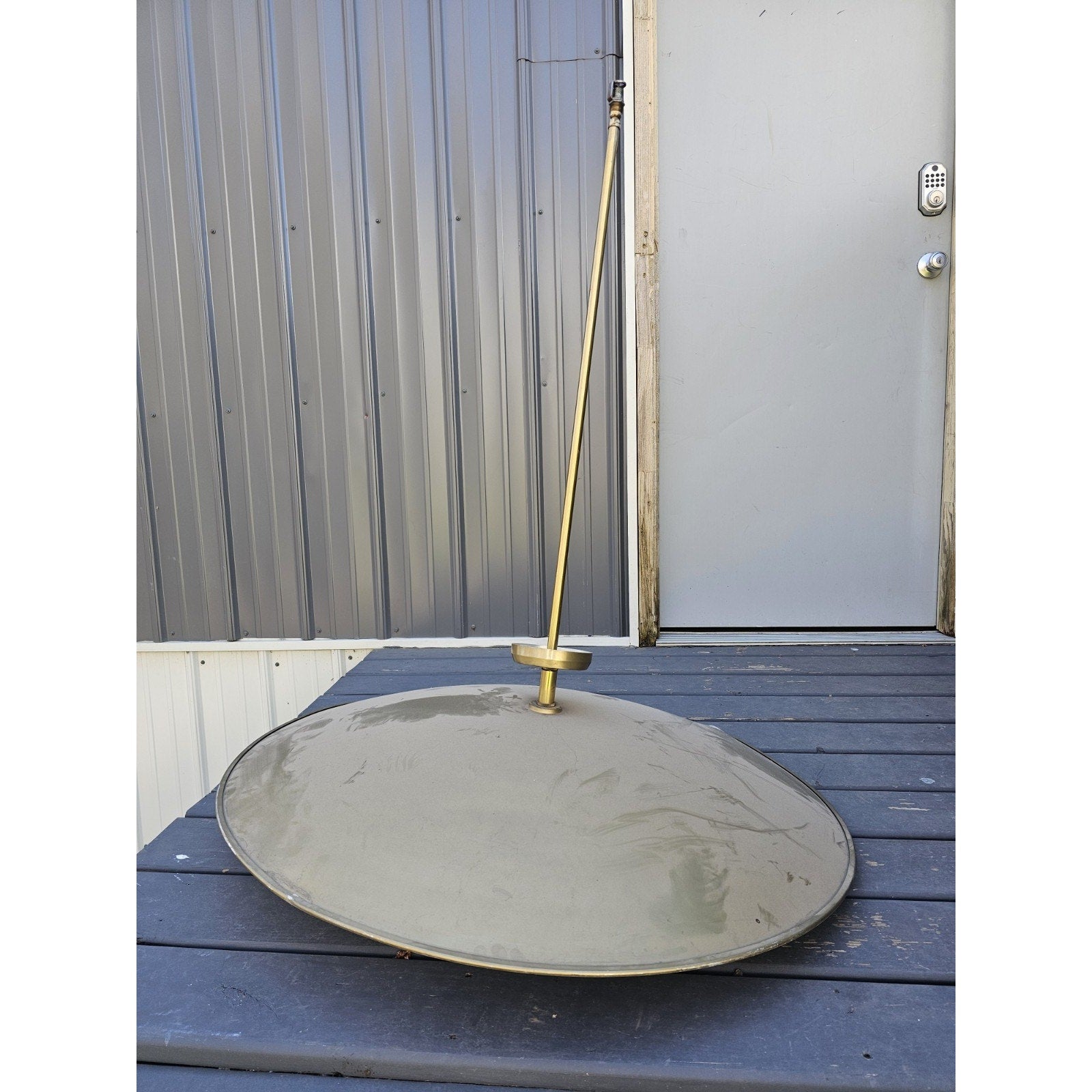 Vintage Large (36" Diameter) Gold Hanging Pendant "UFO" Light Fixture