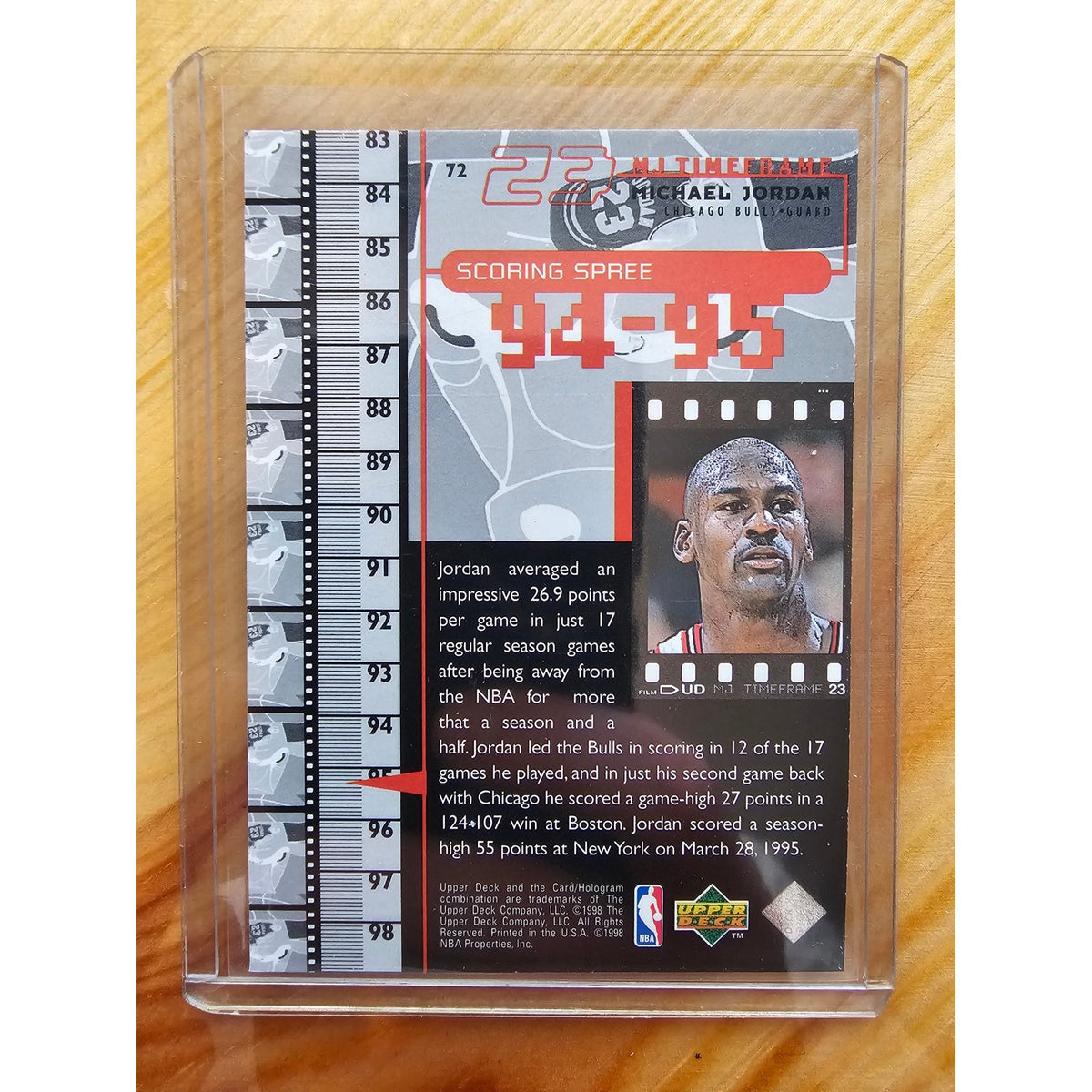 Michael Jordan 1998 Upper Deck Timeframe 23 #72 - Chicago Bulls - 94-95 - NBA