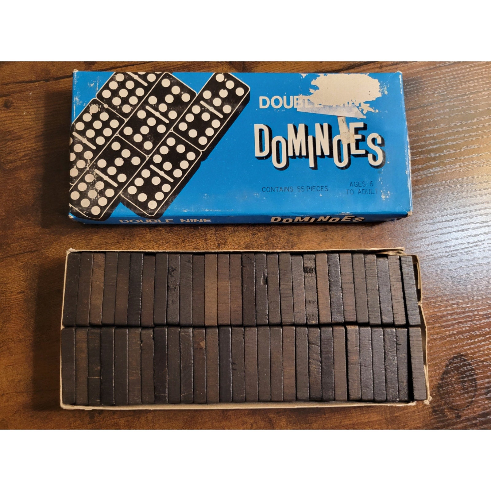 Vintage Double Nine Dominoes by City Products - VI-L427-02 - 56 Piece - Blue Box