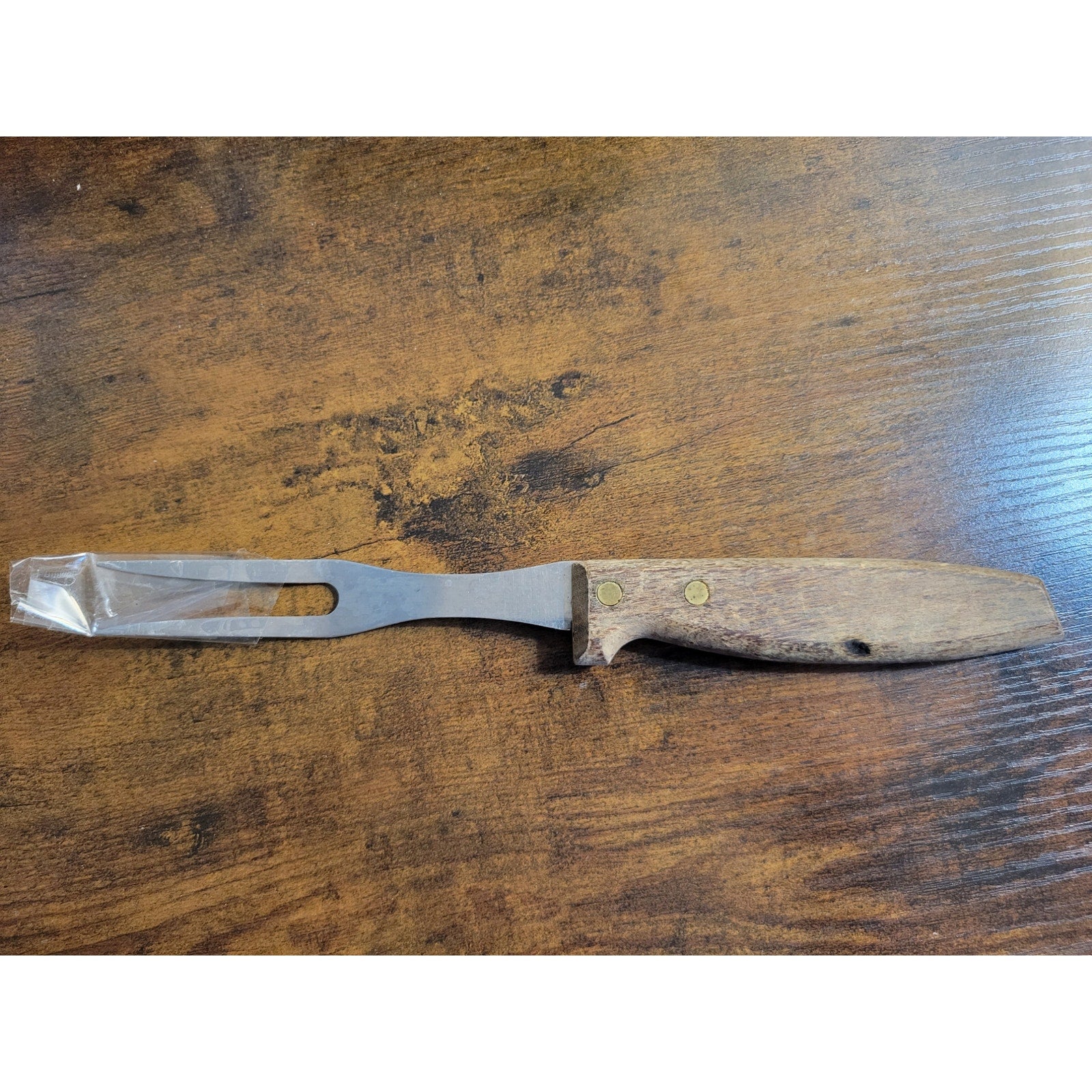 Vintage 2-Prong Serving Fork w/Wooden Handle - 10” Length