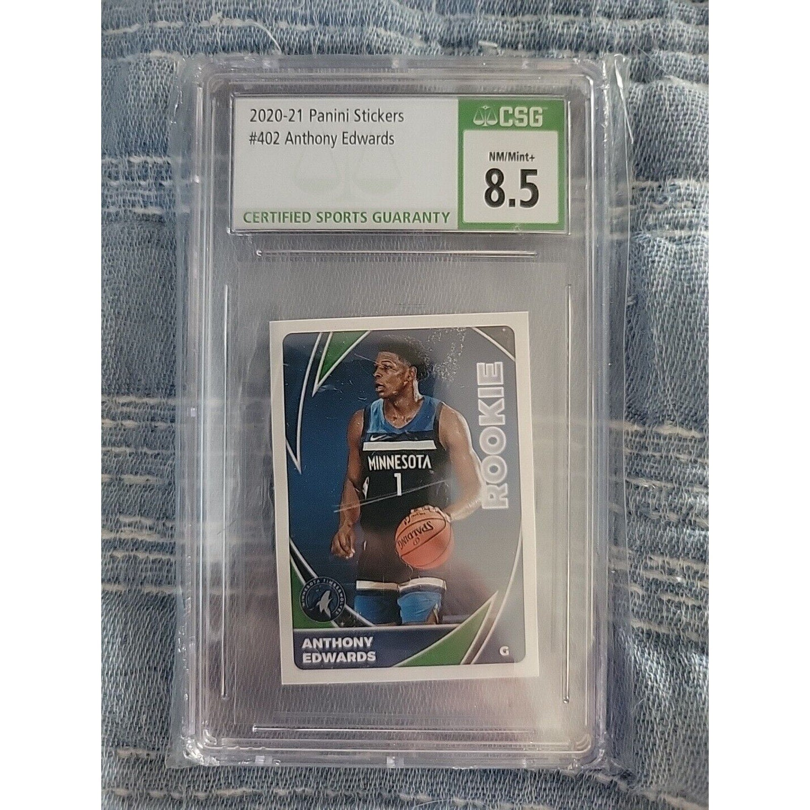 Anthony Edwards 2020-21 Panini Stickers #402 - Rookie - CSG Graded 8.5