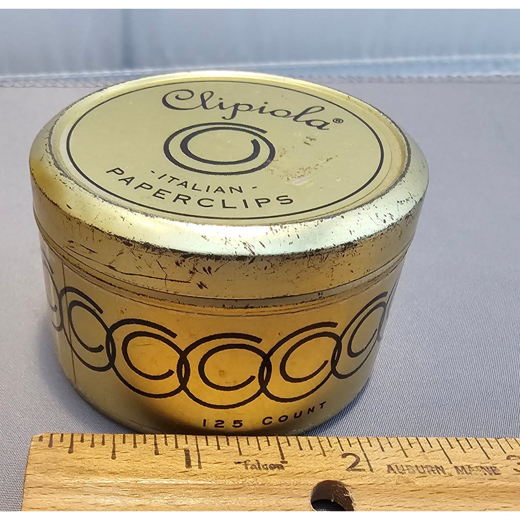 Vintage Gold Clipiola Italian Paper Clips Tin - Made in Italy for Cavallini & Co