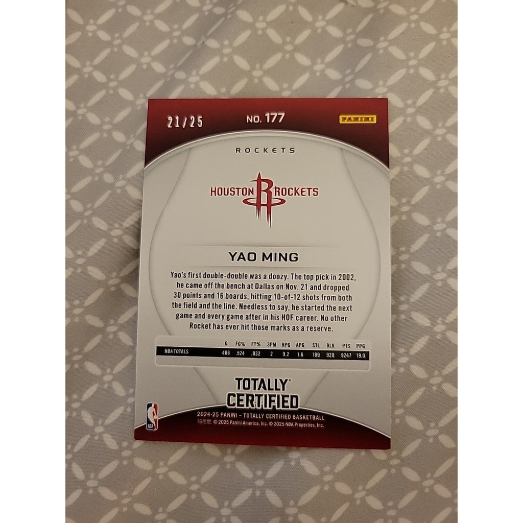 Yao Ming 2024-25 Panini Totally Certified #177 - Mirror White Platinum /25