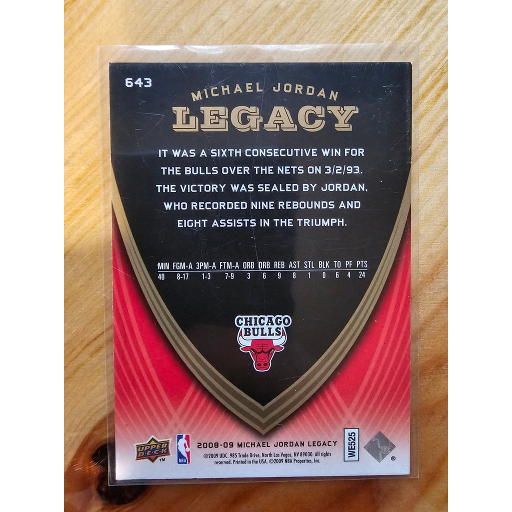 Michael Jordan 2008-2009 Upper Deck Legacy #643 3/2/93 - Chicago Bulls - NBA