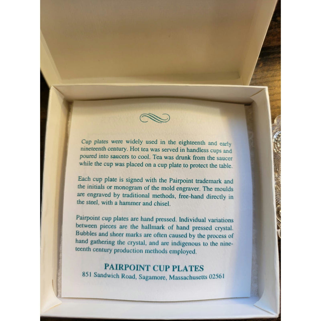 Vintage Dana Morris Pairpoint Cup Plate w/box - Clear Snowflake