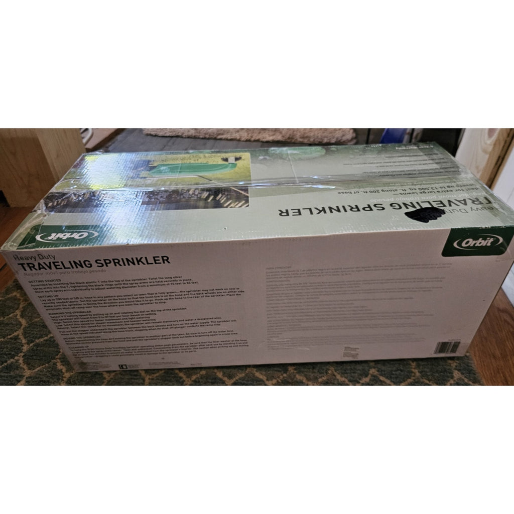 NIB Orbit Model 58322 - Heavy Duty Traveling Sprinkler - Cast Iron Green Tractor