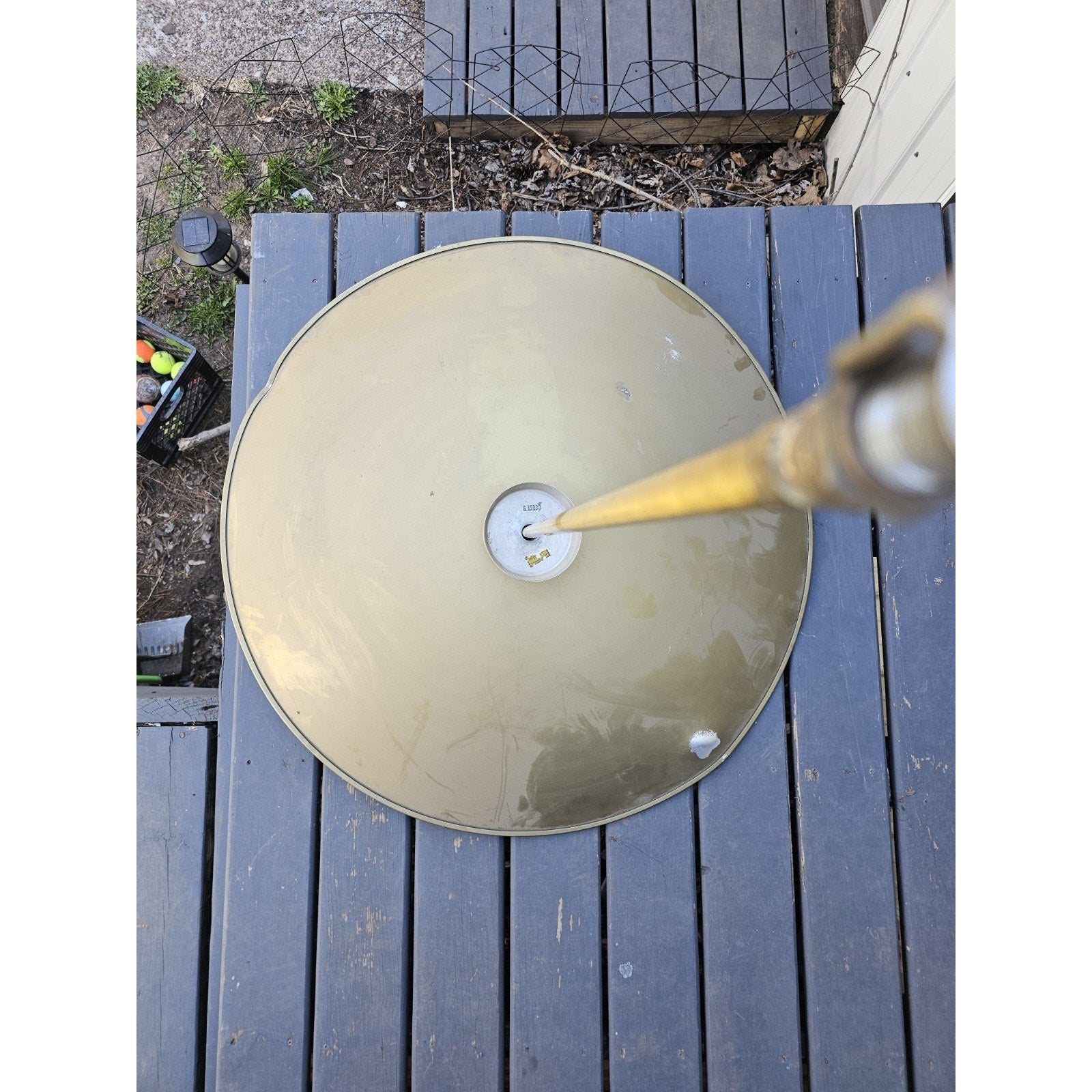 Vintage Large (36" Diameter) Gold Hanging Pendant "UFO" Light Fixture