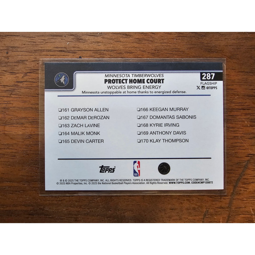 Anthony Edwards 2025-2026 Topps Flagship #287 - Protect Home Court Checklist