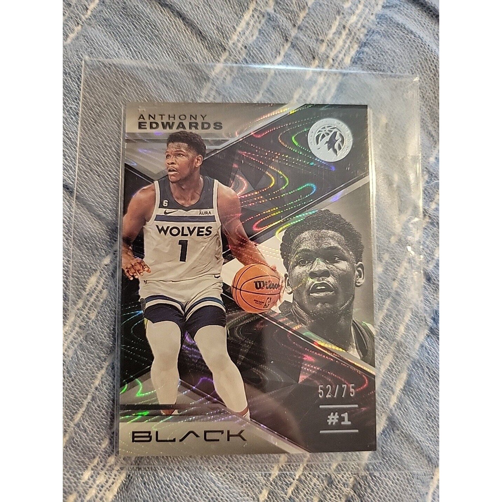 Anthony Edwards 2022-23 Panini Black - #7 - Silver s/n 52/75 - Timberwolves