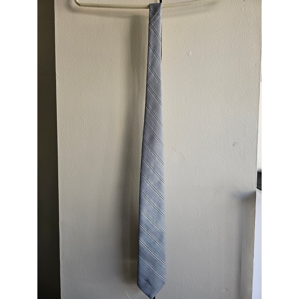 Vintage Damon Men's Necktie - Grey w/Stripes - 56" Long x 2-3/4" Wide