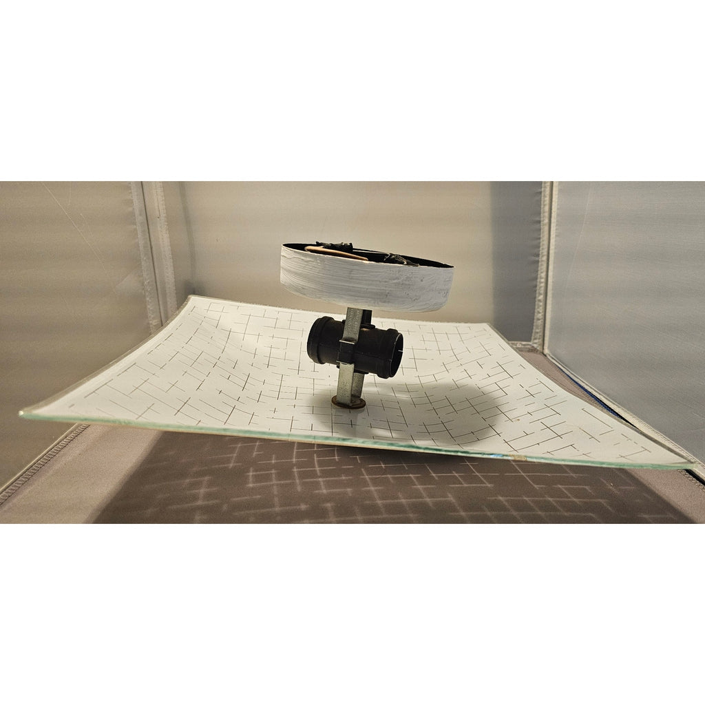 Vintage Mid Century Modern Square Ceiling Light Fixture w/Frosted Glass Lines