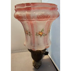 Antique/Vintage Brass Wall Sconce w/Purple & Pink Glass Shade Light Fixture